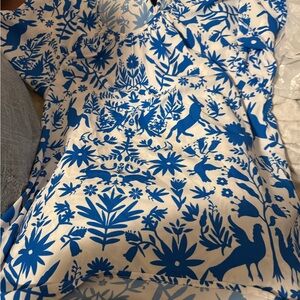 eShakti Blue and White Floral Dress